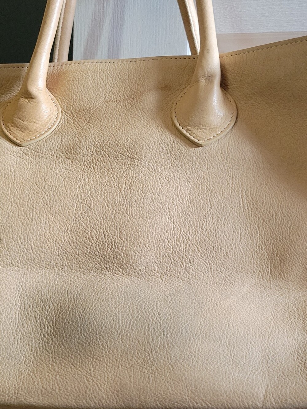 Mark & Graham ELISABETTA Colorblock SLOUCH HANDBAG Tan Dark Blue Pebbled Leather - Picture 3 of 12